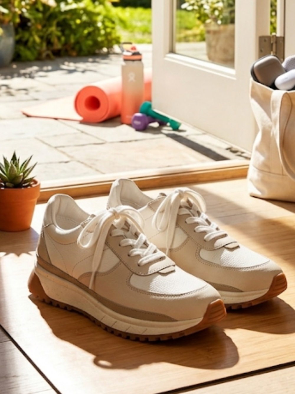 Madewell NWOT Sneakers Cream Tan Lace Up Madewell Cloudlift Technology